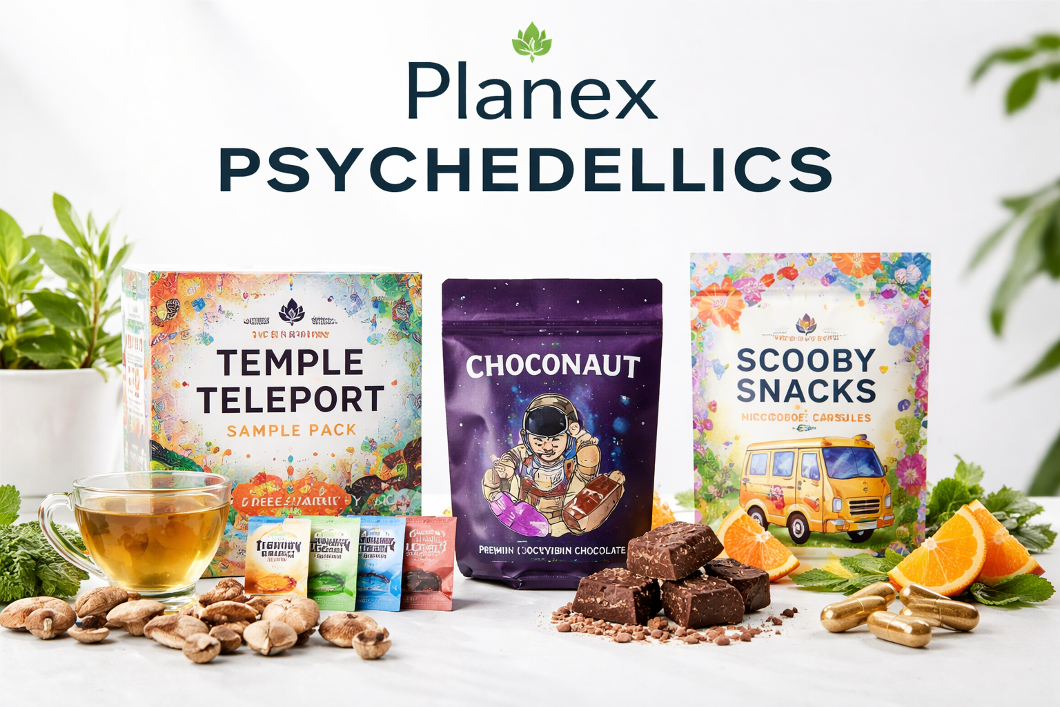 Where to Buy Mushroom Tea: Discover the Temple Teleport Sample Pack (20 Magic Mushroom Tea Bags + Chocolate ChocoNaut + Scooby Snacks)